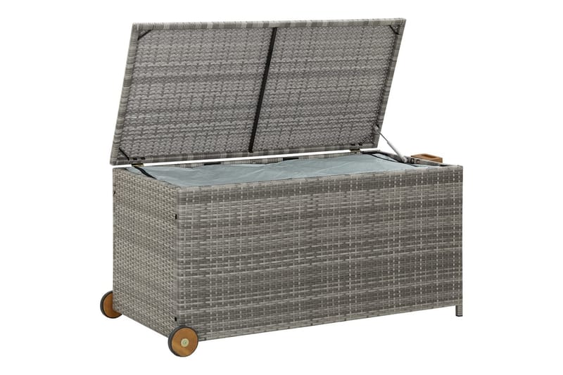 opbevaringskasse til haven 120x65x61 cm polyrattan lysegrå - Grå - Havemøbler - Pudeopbevaring & havemøbelovertræk - Hyndeboks