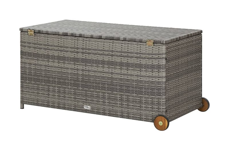 opbevaringskasse til haven 120x65x61 cm polyrattan lysegrå - Grå - Havemøbler - Pudeopbevaring & havemøbelovertræk - Hyndeboks