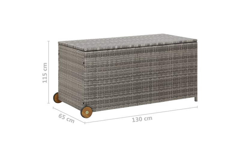 opbevaringskasse til haven 120x65x61 cm polyrattan lysegrå - Grå - Havemøbler - Pudeopbevaring & havemøbelovertræk - Hyndeboks