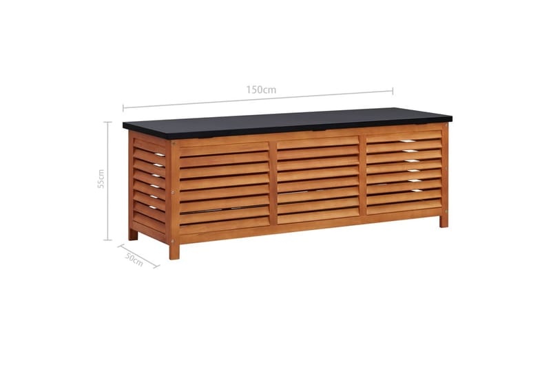 Opbevaringskasse Til Haven 150x50x55cm Massivt Eukalyptustræ - Brun - Havemøbler - Pudeopbevaring & havemøbelovertræk - Hyndeboks