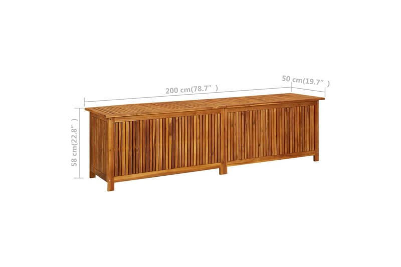 opbevaringskasse til haven 200x50x58 cm massivt akacietræ - Brun - Havemøbler - Pudeopbevaring & havemøbelovertræk - Hyndeboks