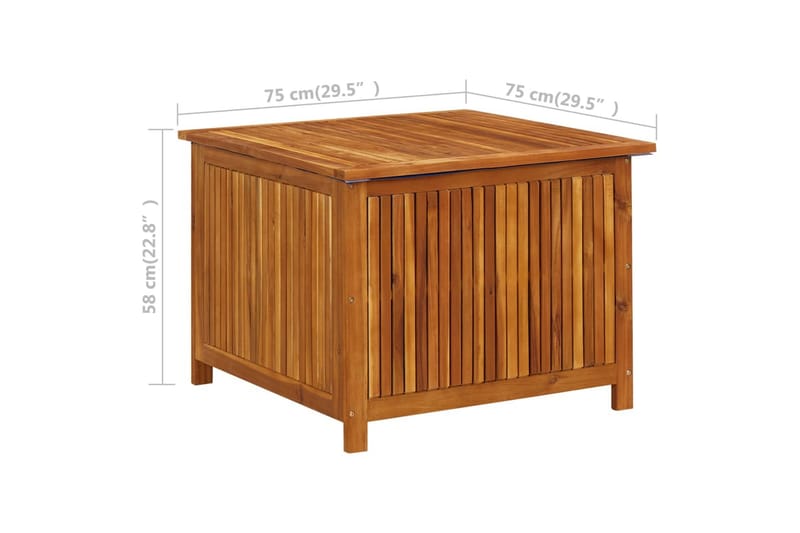 opbevaringskasse til haven 75x75x58 cm massivt akacietræ - Brun - Havemøbler - Pudeopbevaring & havemøbelovertræk - Hyndeboks
