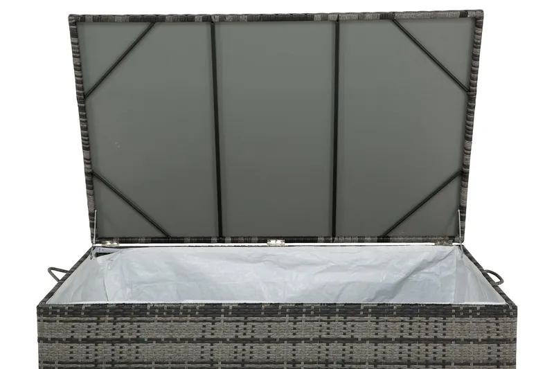 Sydney vandtæt hyndeboks Large til udendørs brug – Opbevaringskasse i polyrattan (B140xD80xH90 cm) - Grå - Havemøbler - Pudeopbevaring & havemøbelovertræk - Hyndeboks