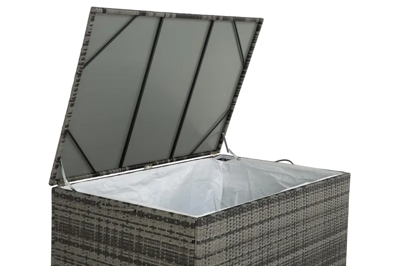 Sydney vandtæt hyndeboks Large til udendørs brug – Opbevaringskasse i polyrattan (B140xD80xH90 cm) - Grå - Havemøbler - Pudeopbevaring & havemøbelovertræk - Hyndeboks