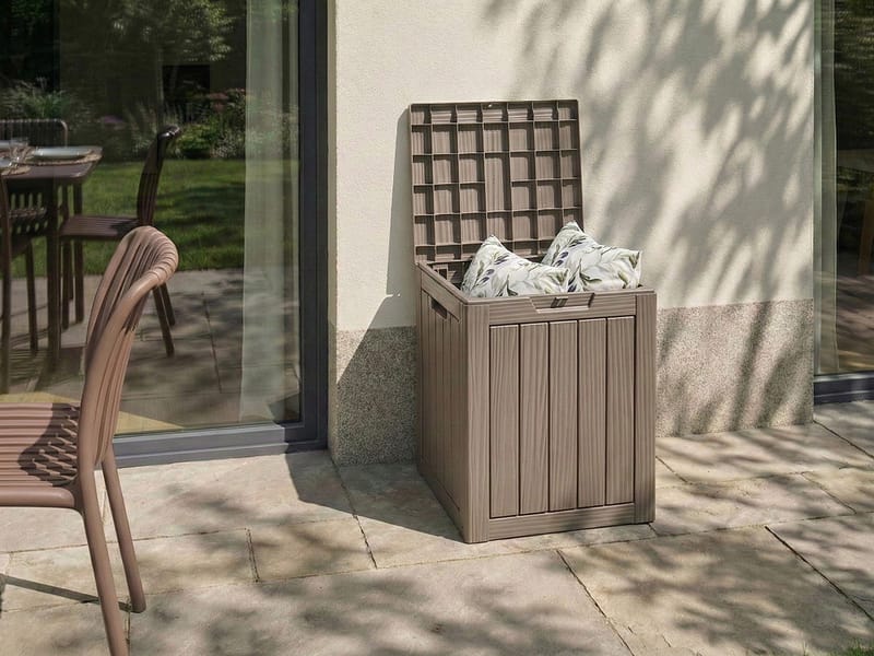 Opbevaringskasse udendørs Medellin 43x46 cm - Beige - Havemøbler - Pudeopbevaring & havemøbelovertræk - Hyndeboks