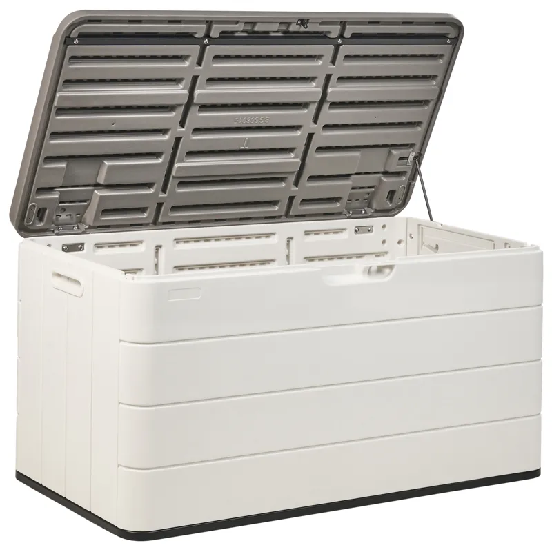 Opbevaringskasse udendørs Milies 60x116 cm, Hvid/Grå