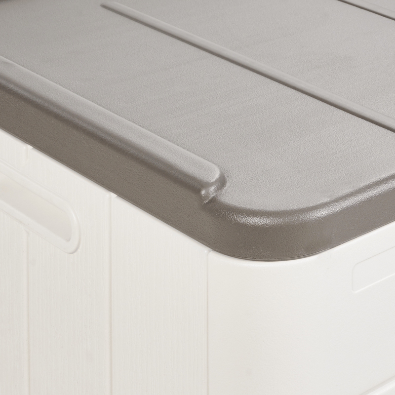 Opbevaringskasse udendørs Milies 60x116 cm - Hvid/Grå - Havemøbler - Pudeopbevaring & havemøbelovertræk - Hyndeboks