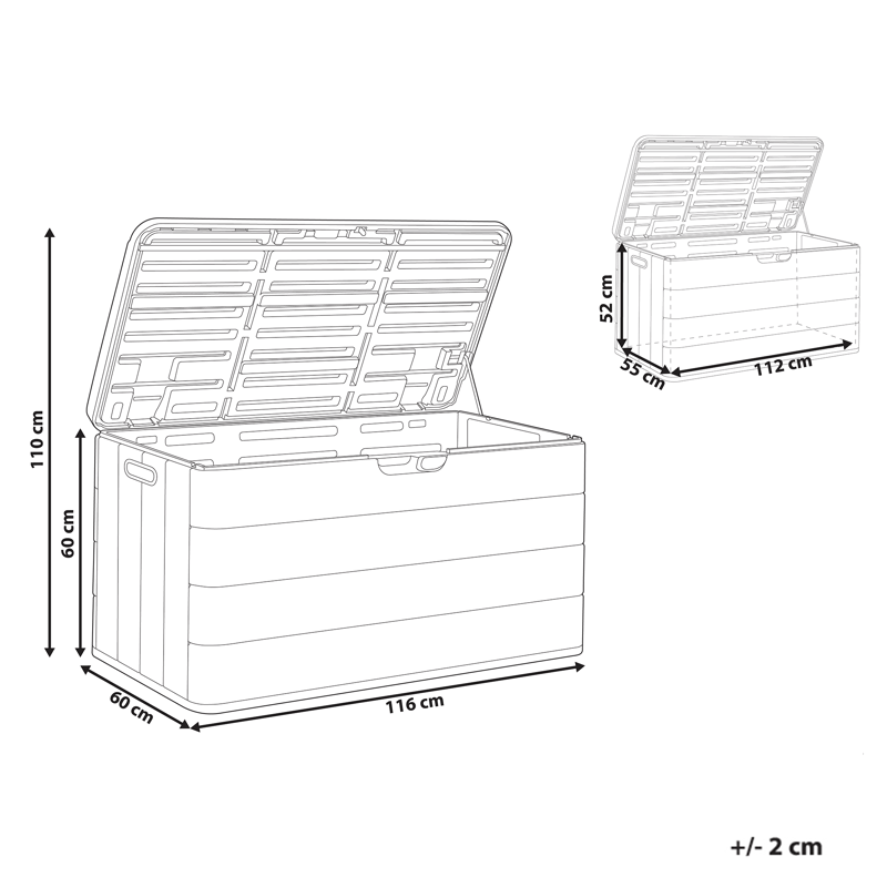 Opbevaringskasse udendørs Milies 60x116 cm - Hvid/Grå - Havemøbler - Pudeopbevaring & havemøbelovertræk - Hyndeboks