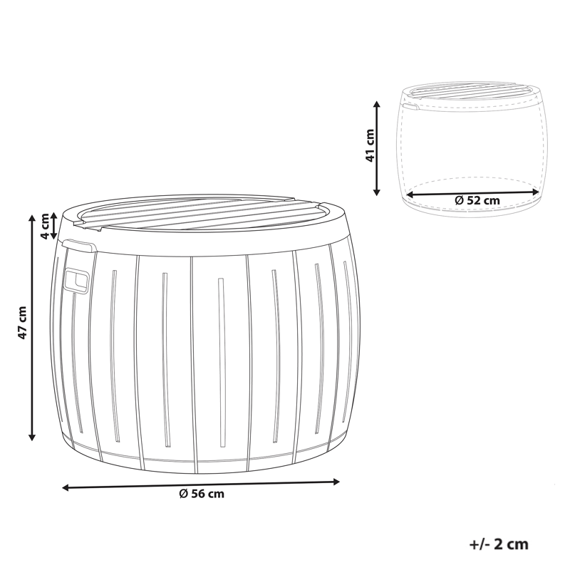 Opbevaringskasse udendørs Prinos 56x56 cm - Grå - Havemøbler - Pudeopbevaring & havemøbelovertræk - Hyndeboks