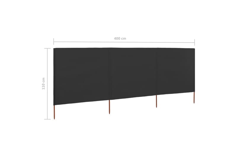 3-Panels Læsejl 400x80 cm Stof Antracitgrå - Grå - Havemøbler - Solafskærmning - Afskærmning & vindsejl