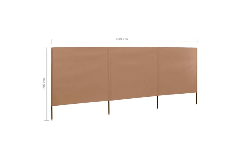 3-Panels Læsejl 400x160 cm Stof Gråbrun - Brun - Havemøbler - Solafskærmning - Afskærmning & vindsejl