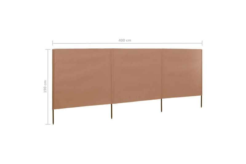 3-Panels Læsejl 400x160 cm Stof Gråbrun - Brun - Skærm - Sikkerhed & læhegn altan - Afskærmning & vindsejl