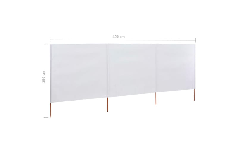 3-Panels Læsejl 400x160 cm Stof Sandhvid - Hvid - Sikkerhed & læhegn altan - Afskærmning & vindsejl - Skærm