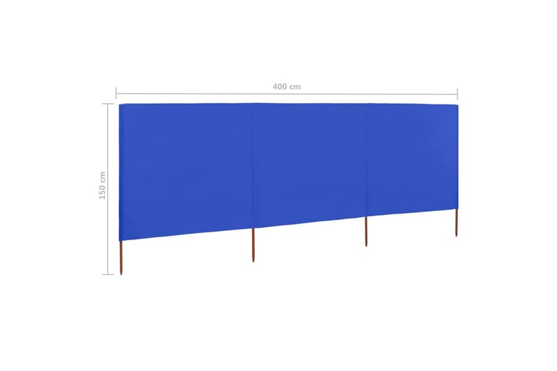 3-Panels Læsejl 400x120 cm Stof Azurblå - Blå - Sikkerhed & læhegn altan - Afskærmning & vindsejl - Skærm