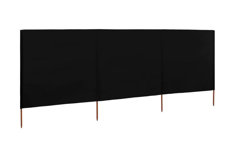 3-Panels Læsejl 400x80 cm Stof Sort - Sort - Sikkerhed & læhegn altan - Afskærmning & vindsejl - Skærm