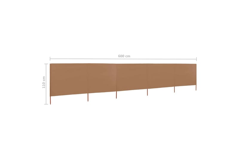 5-Panels Læsejl 600x80 cm Stof Gråbrun - Brun - Sikkerhed & læhegn altan - Afskærmning & vindsejl - Skærm