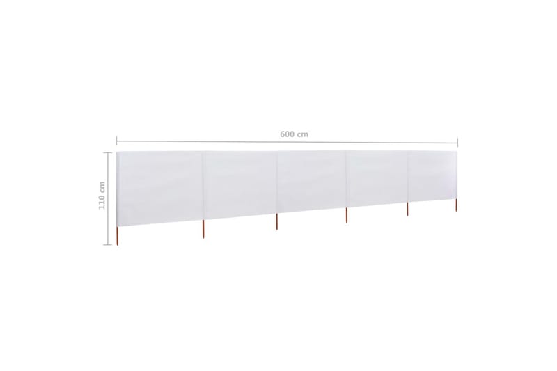 5-Panels Læsejl 600x80 cm Stof Sandhvid - Hvid - Havemøbler - Solafskærmning - Afskærmning & vindsejl