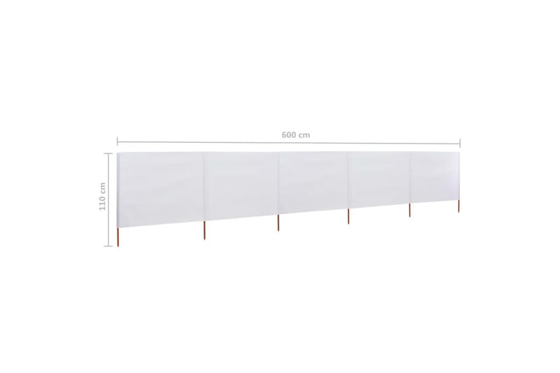 5-Panels Læsejl 600x80 cm Stof Sandhvid - Hvid - Sikkerhed & læhegn altan - Afskærmning & vindsejl - Skærm