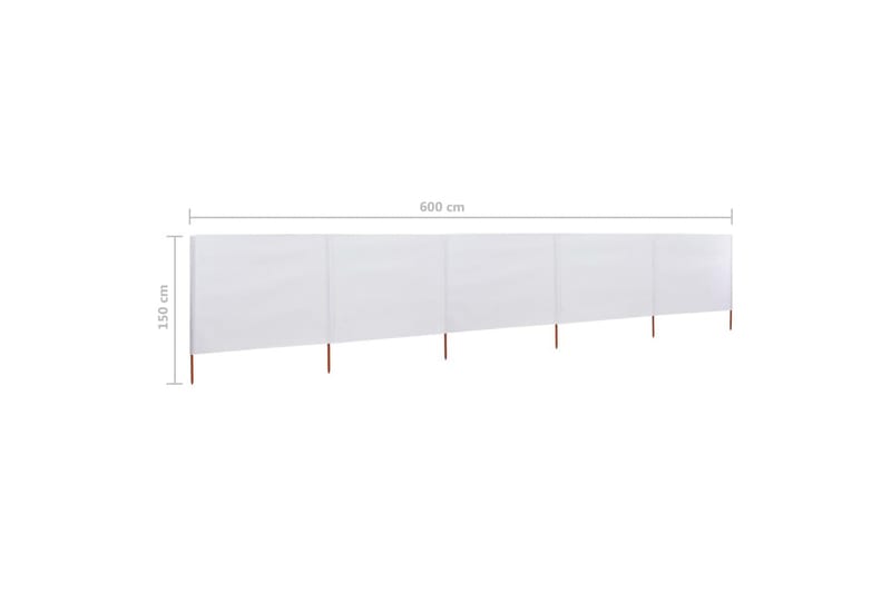 5-Panels Læsejl 600x120 cm Stof Sandhvid - Hvid - Sikkerhed & læhegn altan - Afskærmning & vindsejl - Skærm