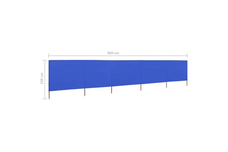 5-Panels Læsejl 600x120 cm Stof Azurblå - Blå - Sikkerhed & læhegn altan - Afskærmning & vindsejl - Skærm