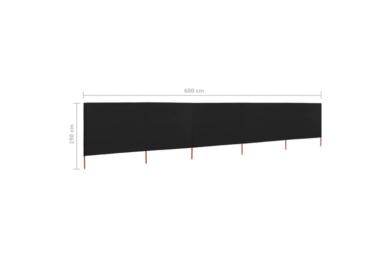 5-Panels Læsejl 600x160 cm Stof Sort - Sort - Havemøbler - Solafskærmning - Afskærmning & vindsejl