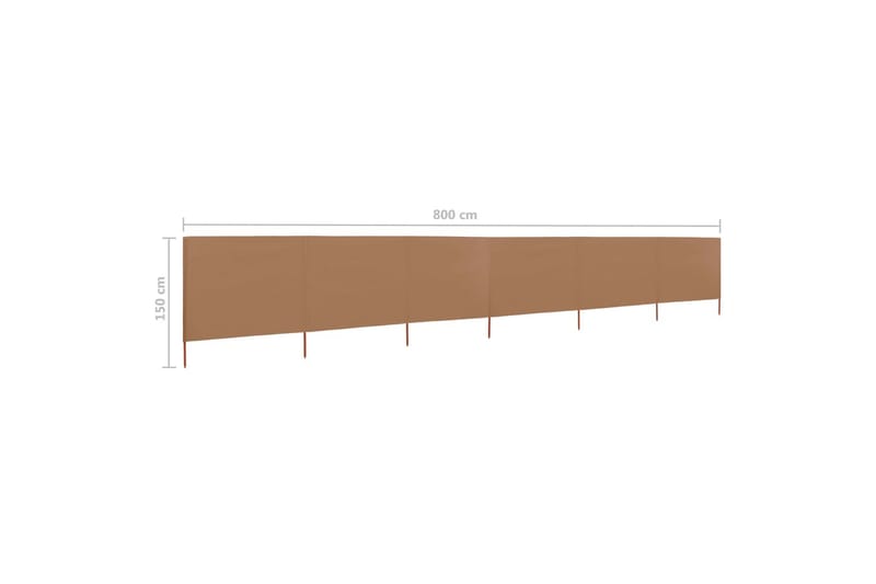6-Panels Læsejl 800x120 cm Stof Gråbrun - Brun - Sikkerhed & læhegn altan - Afskærmning & vindsejl - Skærm