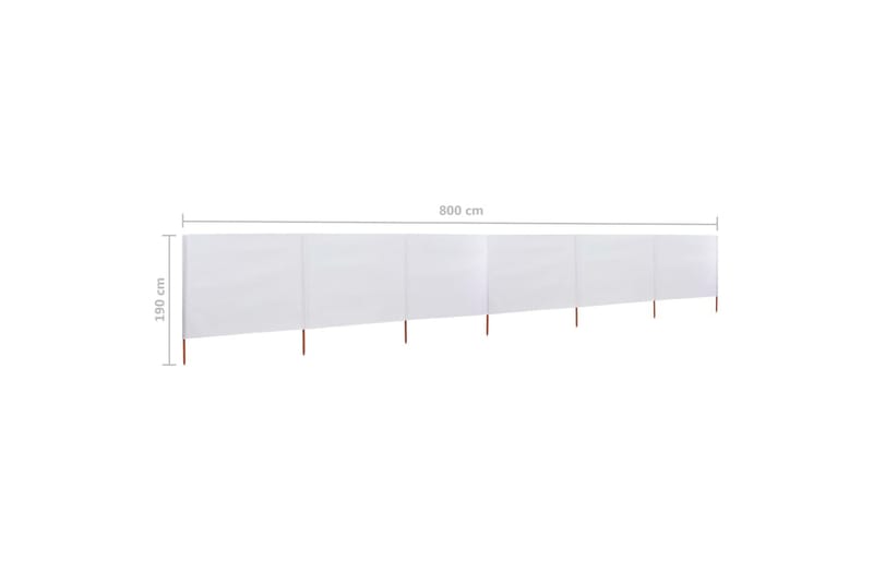 6-Panels Læsejl 800x160 cm Stof Sandhvid - Hvid - Sikkerhed & læhegn altan - Afskærmning & vindsejl - Skærm