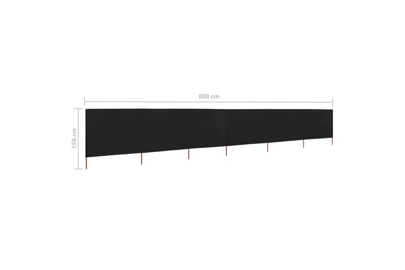 6-Panels Læsejl 800x120 cm Stof Sort - Sort - Sikkerhed & læhegn altan - Afskærmning & vindsejl - Skærm