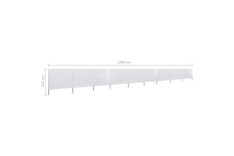 9-Panels Læsejl 1200x80 cm Stof Sandhvid - Hvid - Sikkerhed & læhegn altan - Afskærmning & vindsejl - Skærm