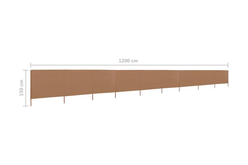 9-Panels Læsejl 1200x120 cm Stof Gråbrun - Brun - Sikkerhed & læhegn altan - Afskærmning & vindsejl - Skærm