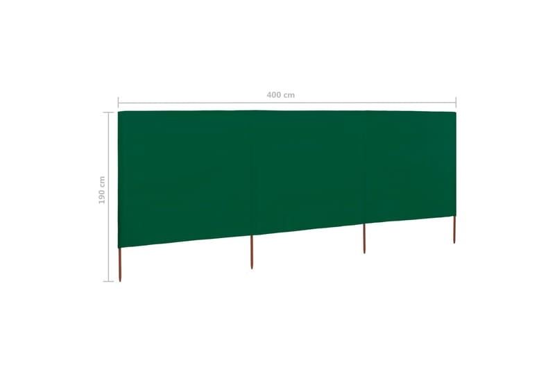 3-Panels Læsejl 400x160 cm Stof Grøn - Grøn - Havemøbler - Solafskærmning - Afskærmning & vindsejl - Skærm