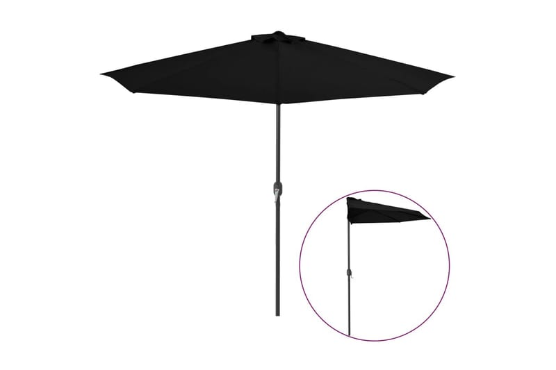 Altanparasol med aluminiumsstang 300x150x253 cm halv sort - Sort - Havemøbler - Solafskærmning - Parasoller