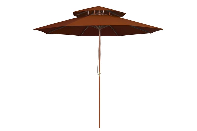 dobbelt parasol med træstang 270 cm terrakotta - Brun - Havemøbler - Solafskærmning - Parasoller