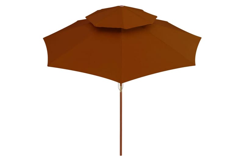 dobbelt parasol med træstang 270 cm terrakotta - Brun - Havemøbler - Solafskærmning - Parasoller