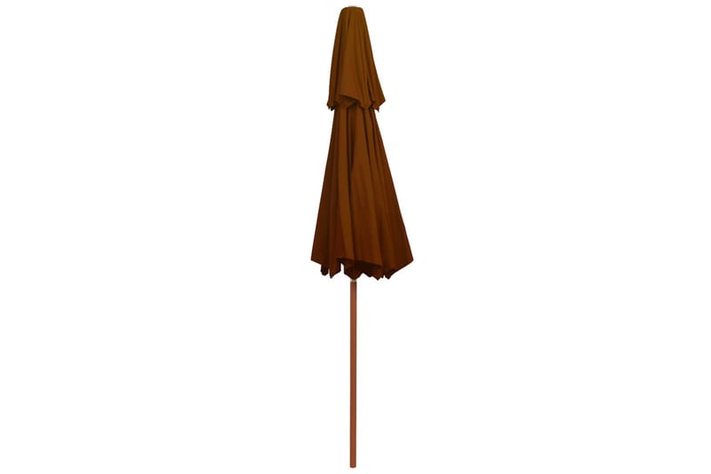 dobbelt parasol med træstang 270 cm terrakotta - Brun - Havemøbler - Solafskærmning - Parasoller