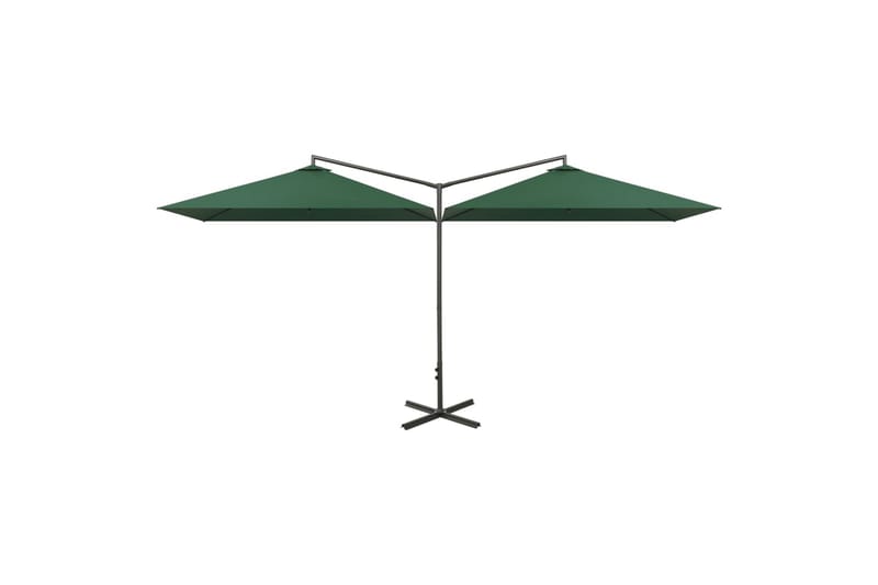 dobbelt parasol med stålstang 600x300 cm grøn - Grøn - Havemøbler - Solafskærmning - Parasoller