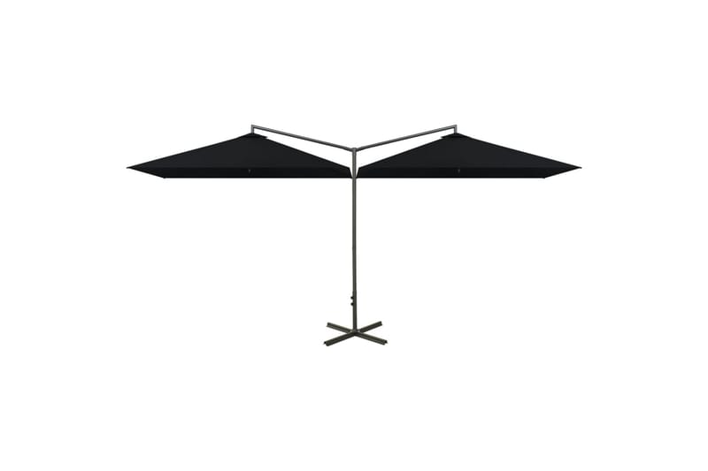 dobbelt parasol med stålstang 600x300 cm sort - Sort - Havemøbler - Solafskærmning - Parasoller