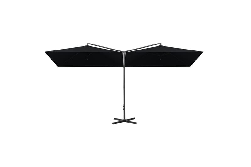 dobbelt parasol med stålstang 600x300 cm sort - Sort - Havemøbler - Solafskærmning - Parasoller