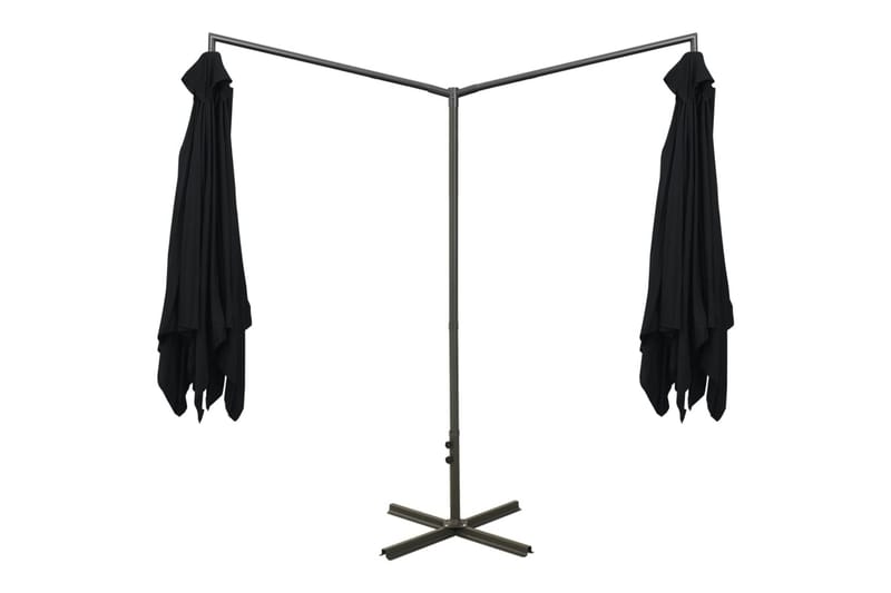 dobbelt parasol med stålstang 600x300 cm sort - Sort - Havemøbler - Solafskærmning - Parasoller