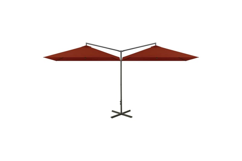 dobbelt parasol med stålstang 600x300 cm terrakotta - Havemøbler - Solafskærmning - Parasoller