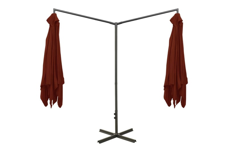 dobbelt parasol med stålstang 600x300 cm terrakotta - Havemøbler - Solafskærmning - Parasoller