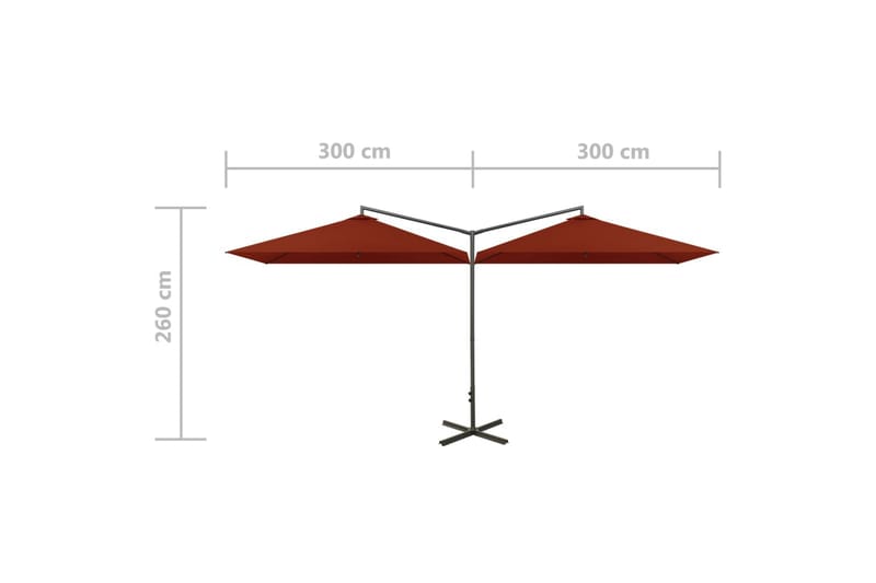 dobbelt parasol med stålstang 600x300 cm terrakotta - Havemøbler - Solafskærmning - Parasoller