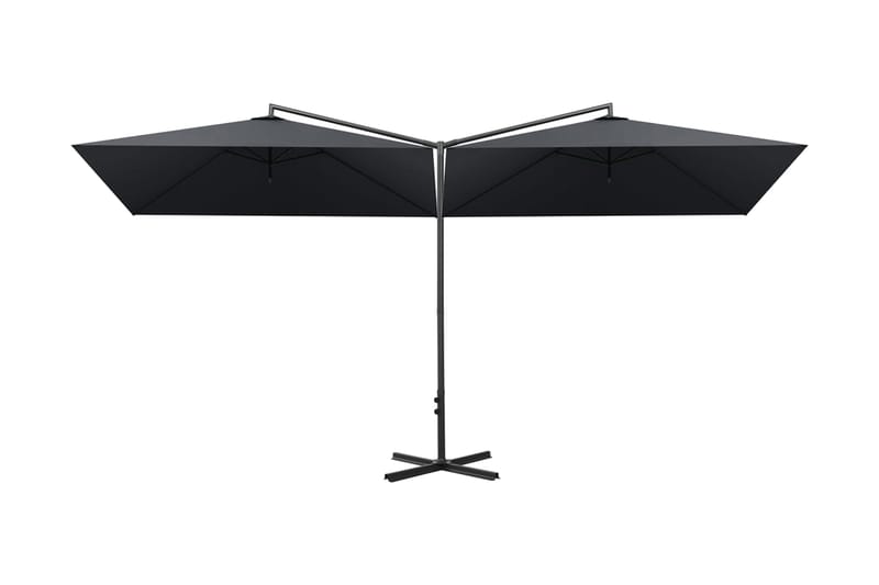 dobbelt parasol med stålstang 600x300 cm antracitgrå - Antracit - Havemøbler - Solafskærmning - Parasoller