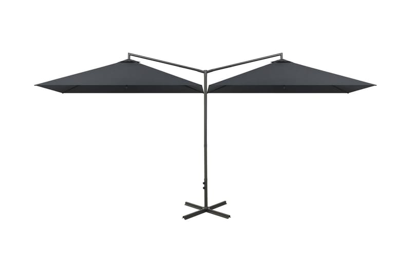 dobbelt parasol med stålstang 600x300 cm antracitgrå - Antracit - Havemøbler - Solafskærmning - Parasoller