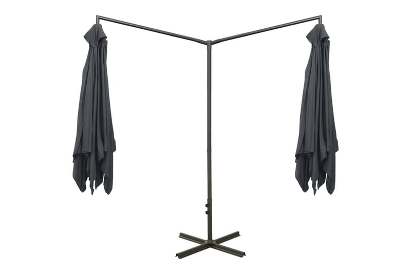 dobbelt parasol med stålstang 600x300 cm antracitgrå - Antracit - Havemøbler - Solafskærmning - Parasoller