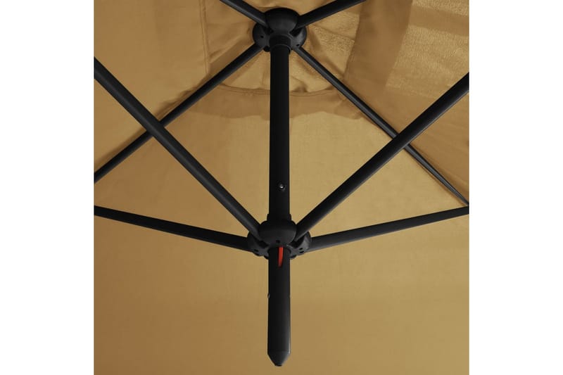dobbelt parasol med stålstang 600x300 cm gråbrun - Gråbrun - Havemøbler - Solafskærmning - Parasoller