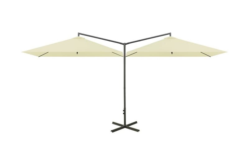 dobbelt parasol med stålstang 600x300 cm sandfarvet - Havemøbler - Solafskærmning - Parasoller