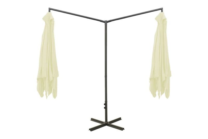 dobbelt parasol med stålstang 600x300 cm sandfarvet - Havemøbler - Solafskærmning - Parasoller