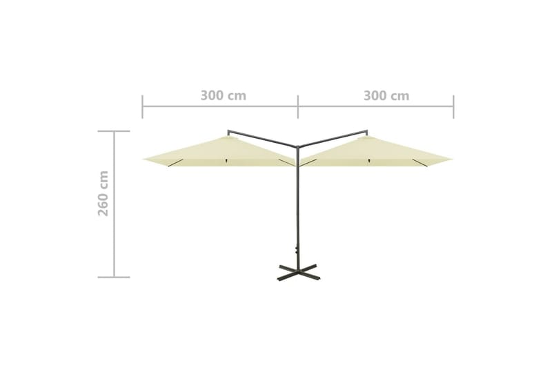 dobbelt parasol med stålstang 600x300 cm sandfarvet - Havemøbler - Solafskærmning - Parasoller