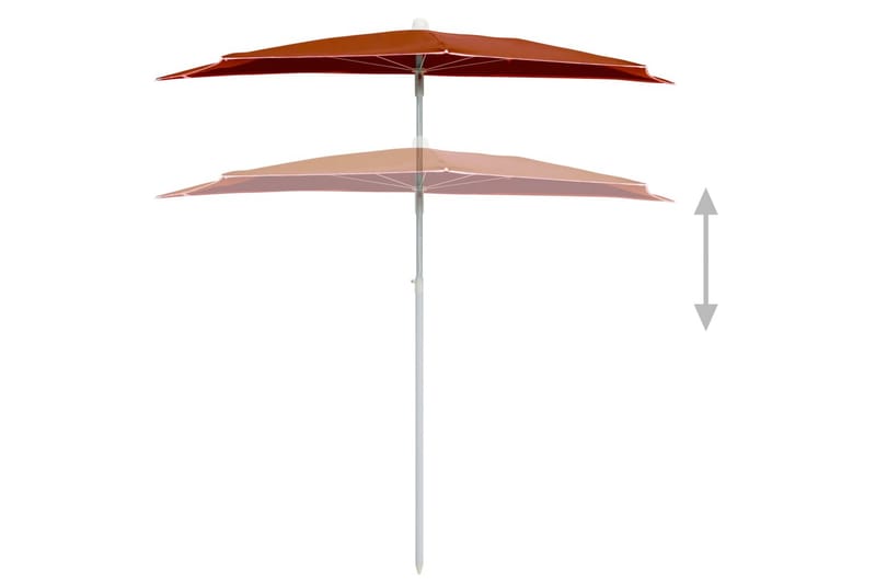 halv parasol med stang 180x90 cm terrakotta - Orange - Parasoller